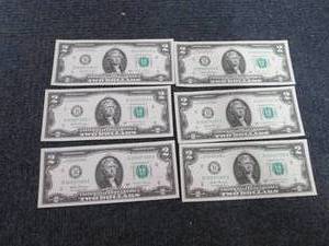 lot 329 image: 6 Sequential Uncirculated US $2 Bil...