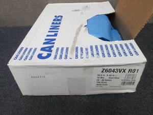 lot 388 image: Case of 250 Blue 20-30 Gallon Trash...