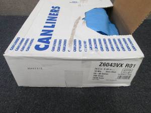 lot 389 image: Case of 250 Blue 20-30 Gallon Trash...