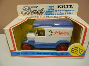 lot 2 image: ERTL DIE CAST REPLICA 125 SCALE - HAMMS BEER 1913 FORD MODEL T DELIVERY BANK #2145 - NEW IN BOX - GREAT PIECE - SEE PICTURES