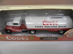 lot 16 image: ERTL COLLECTIBLES DIE CAST - COORS PURE MALTED MILK 1937 TANKER BANK - NEW IN BOX - GREAT PIECE - SEE PICTURES