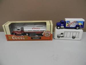 lot 23 image: ERTL COLLECTIBLES DIE CAST - COORS PURE MALTED MILK 1937 TANKER BANK & ERTL 164 SCALE COORS LIGHT BEVERAGE TRUCK - NEW IN BOX - AWESOME GREAT SET - SEE PICTURES