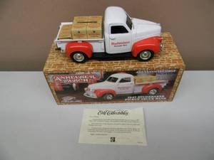 lot 42 image: ERTL COLLECTIBLES ANHEUSER-BUSCH DIE-CAST - 1947 STUDEBAKER PICKUP TRUCK BANK - NEW IN BOX - NICE - GREAT PIECES - SEE PICTURES