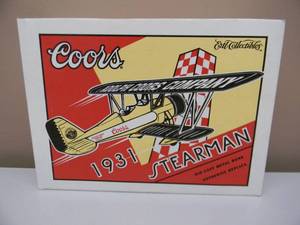 lot 48 image: RARE - ERTL COLLECTIBLES DIE-CAST AUTHENTIC REPLICA  AIRPLANE - COORS 1931 STEARMAN - NEW IN BOX - NICE - GREAT PIECE - SEE PICTURES