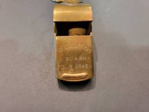 lot 4 image: Vintage Original U.S. Army Regulation Solid Brass Whistle w Chain WWII Military