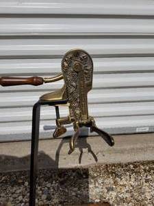 lot 53 image: Estate wine bottle opener, polished brass finish, like new