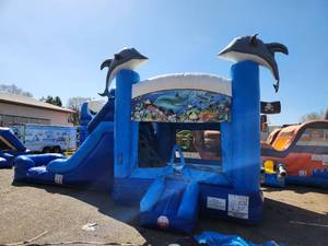 13 X 28 Dolphin Wet or Dry 5 in 1 Bounce House with Slide