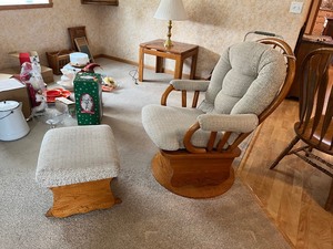 lot 74 image: nice Swivel rocker and ottoman