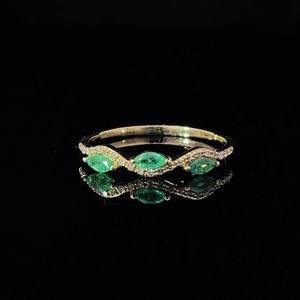 lot 36B image: Emerald & Diamond Ring  Band w. East-West Design in 14k Yellow Gold (Stackable)