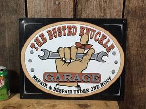 lot 46 image: The Busted Knuckle Garage Metal Sign