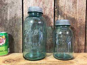 lot 56 image: 2 Vintage Blue Ball Perfect Mason #13 Unlucky Jars