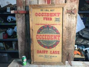 lot 68 image: Vintage OCCIDENT Framed Feed Sack