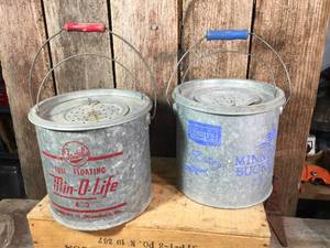 lot 84 image: 2 Vintage Galvanized Minnow Buckets
