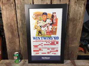 lot 105 image: 1969 Minnesota Twins Home Schedule - Frame Poster