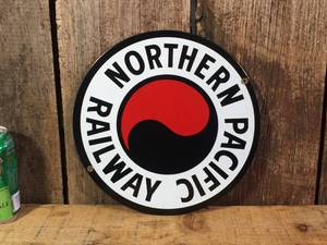 lot 121 image: Ande Rooney Northern Pacific Railway Porcelain Sign