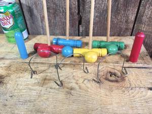 lot 123 image: Vintage Miniature Toy Croquet Set