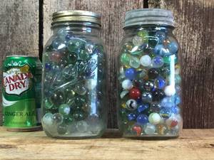 lot 124 image: Vintage 2 Jars of Old Marbles