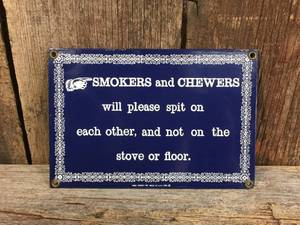 lot 214 image: Ande Rooney Porcelain Smokers and Chewers Sign