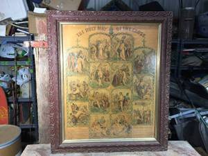 lot 242 image: Antique The Holy Way of The Cross Religious Picture