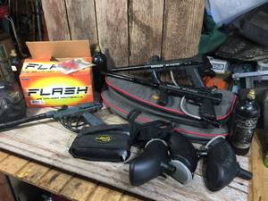 lot 266 image: Group Paintball Guns - Tanks - Masks - Balls