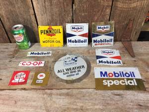 lot 272 image: Group Vintage Custom Metal Signs
