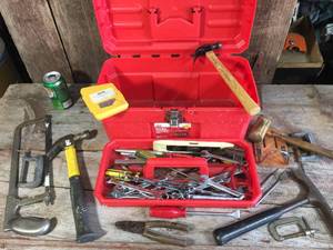 lot 298 image: Red Tool Box with Hand Tools