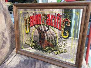 lot 120 image: Union Pacific Mirrored Buck Railroad Sign - Well Made