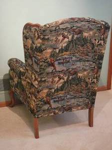 lot 23 image: Awesome Upholstered Armchair - Fly Fishing Scenes