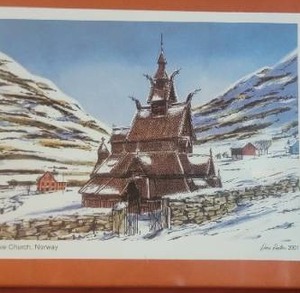 lot 72 image: Norwegian Fine Art Print by Don Dalen - Stave Church, Norway