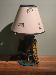 lot 108 image: Delightful Ceramic Forest Table Lamp