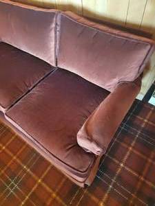lot 6 image: Velvet Burgundy Family Sofa