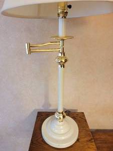 lot 33B image: White and Brass Swingarm Lamp