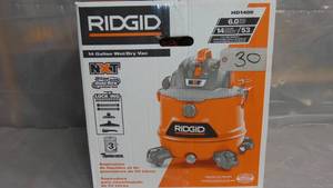 lot 30 image: RIDGID 14 Gallon 6.0 Peak HP NXT WetDry Shop Vacuum with Fine Dust Filter, Locking Hose and Accessories Model # HD1400 UPC Code # 648846023168