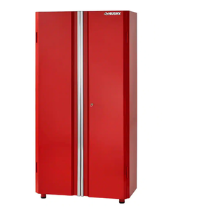 lot 1 image: Husky Ready-to-Assemble 24-Gauge Steel Freestanding Garage Cabinet in Red (36 in. W x 72 in. H x 18 in. D) Model # G3602TR-US UPC Code # 6930849601394
