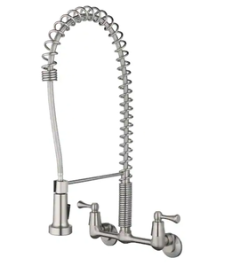lot 27 image: Tosca 2-Handle Wall-Mount Pull-Down Sprayer Kitchen Faucet in Stainless Steel Model # 255-K821-SS-T UPC Code # 820633023197