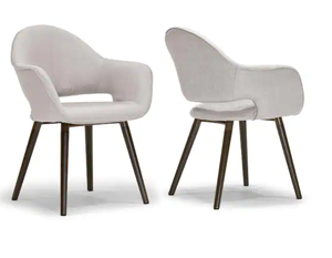 lot 41 image: Set of 2 Glamour Home  Adel Modern Beige Arm Chair Dining Chair with Beech Legs Model # GHDC-1190 UPC Code # 731236400370