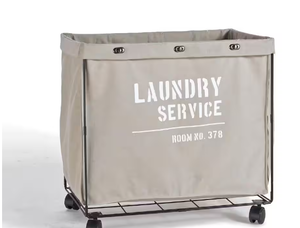 lot 58 image: DANYA B Army Canvas Laundry Hamper on Wheels Model # LY207 UPC Code #  812743023549