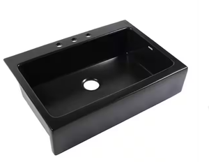 lot 62 image: SINKOLOGY Josephine 34 in. Quick-Fit Drop-In Farmhouse Single Bowl Matte Black Fireclay Kitchen Sink Model # SK450-34FC-MB UPC Code # 659499716413