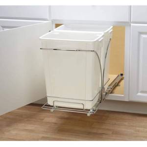 lot 70 image: Double Under Cabinet Double Sliding Trash Can Caddy White Chrome 9 Gal. 0040071121068