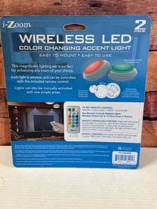 lot 21 image: Wireless 2 Pack Color Changing Puck Lights