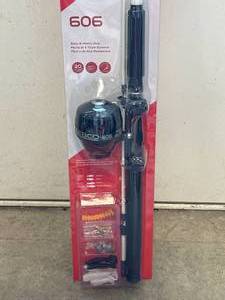 lot 38 image: New Zebco Fishing Rod, Line, Tackle Box, Tackle
