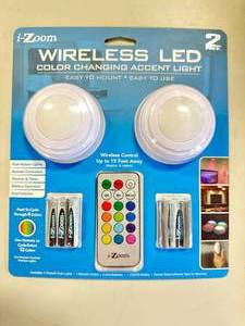 lot 69 image: New Wireless Color Changing Puck Lights