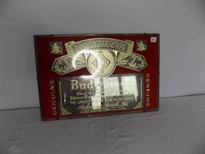 lot 6 image: Mirrored Budweiser Beer Sign