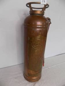 lot 19 image: 24 Antique Copper Fire Extinguisher
