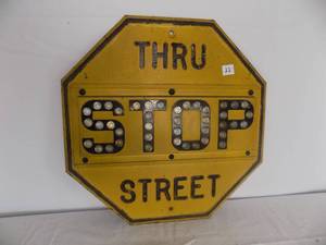 lot 22 image: 21 Yellow, -Reflective Stop Sign - Thru Street