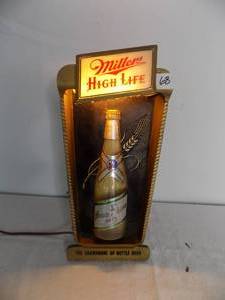 lot 68 image: Lit Sign Miller High Life Hanging or Stand Advertisement