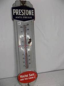 lot 89 image: 36 Porcelain Thermometer Prestone Anti-freeze