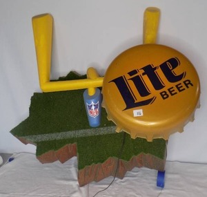 lot 116 image: Wall Hanging LIte Beer Goal Post Sign
