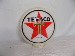 lot 130 image: 2 sided - Glass Texaco Round