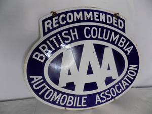 lot 151 image: 2 sided AAA porcelain sign